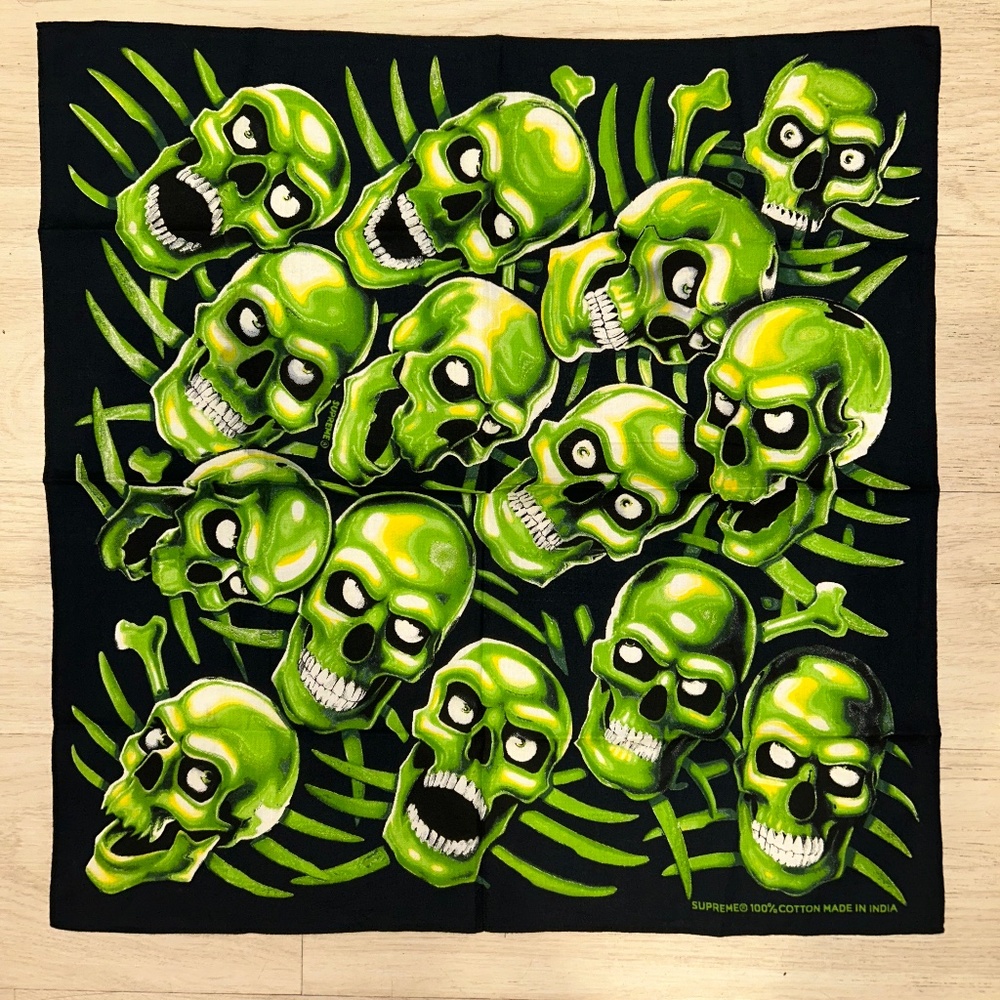 Supreme Skull Pile Bandana Green Rare